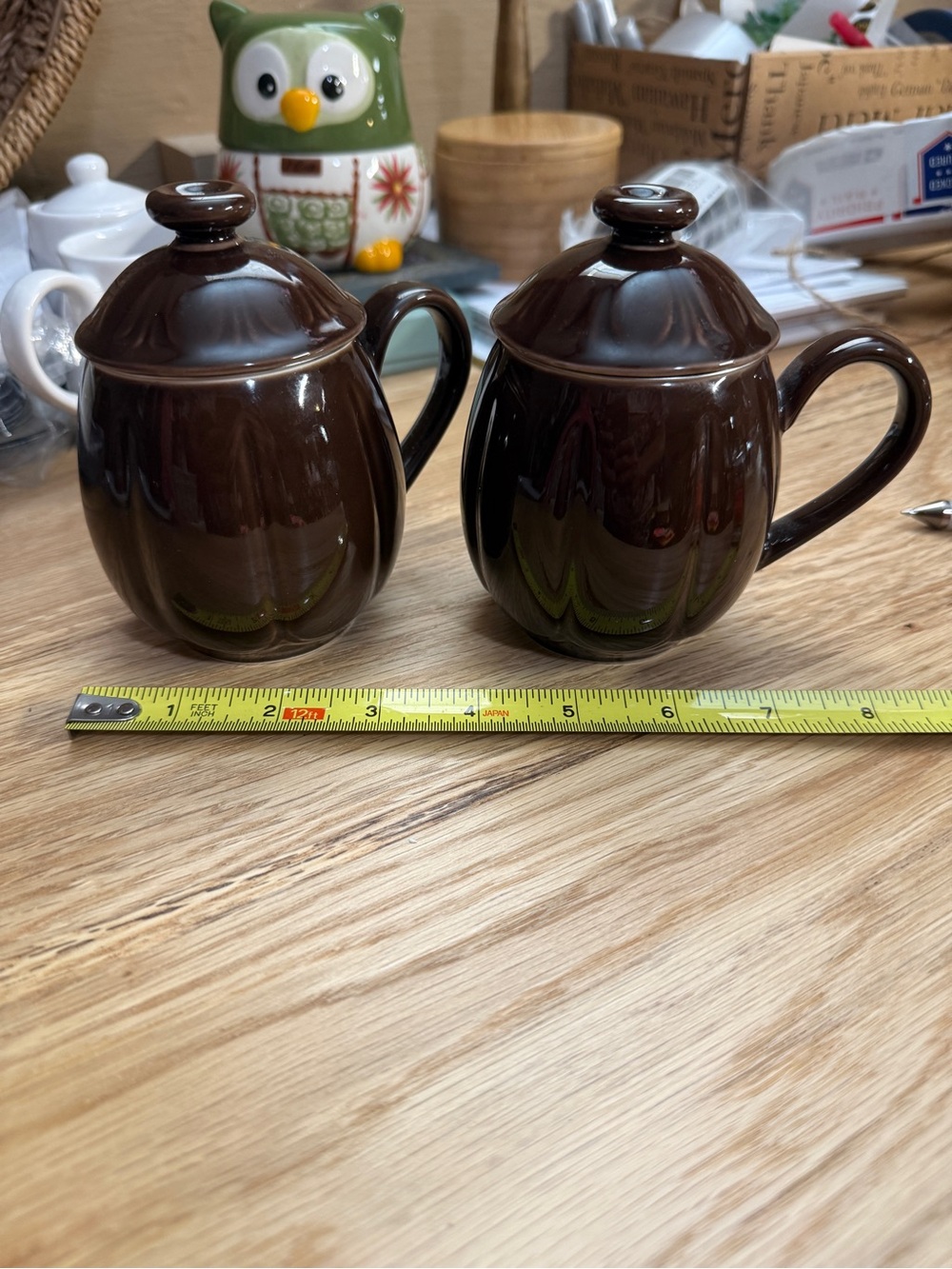 Teavana Tea Cups with lid and filters Honey Pot - Brown